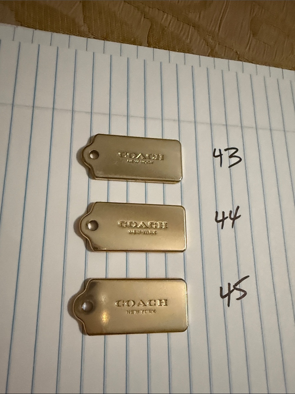 Coach gold-tone replacement hang tags preloved